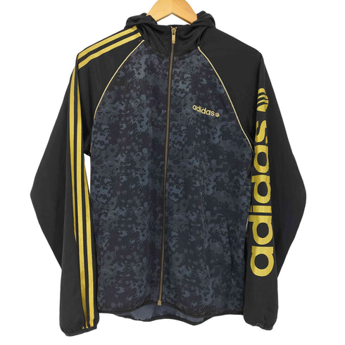 アディダス adidas フーデット トラック トップ ジャージー ジャケット ブラック/ゴールド メンズ JPN:L