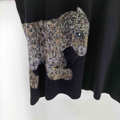 Y2k 豹 ラインストン ハーフジップトップス leopard レディース