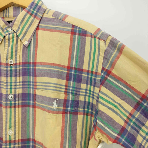 ラルフローレン RALPH LAUREN インド製 インドコットン ポニー刺繍 チェック ボタンダウンシャツ メンズ import:L