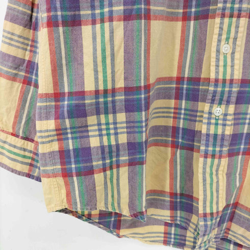 ラルフローレン RALPH LAUREN インド製 インドコットン ポニー刺繍 チェック ボタンダウンシャツ メンズ import:L