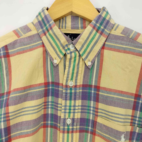 ラルフローレン RALPH LAUREN インド製 インドコットン ポニー刺繍 チェック ボタンダウンシャツ メンズ import:L