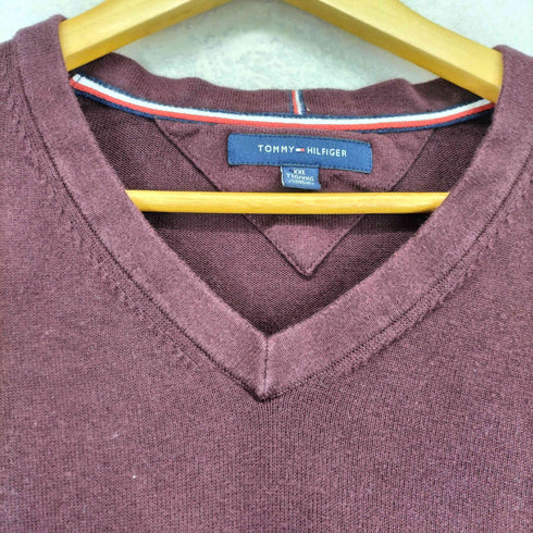 トミーヒルフィガー TOMMY HILFIGER Vネック コットンニット メンズ import:XXL