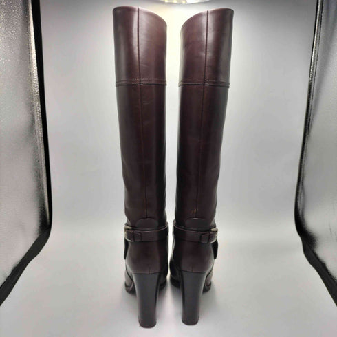 ラルフローレンパープルレーベル RALPH LAUREN PURPLE LABEL イタリア製 RL刻印バックル レザー ヒール ロング ブーツ レディース 36.5