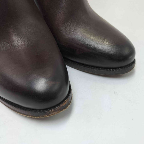 ラルフローレンパープルレーベル RALPH LAUREN PURPLE LABEL イタリア製 RL刻印バックル レザー ヒール ロング ブーツ レディース 36.5