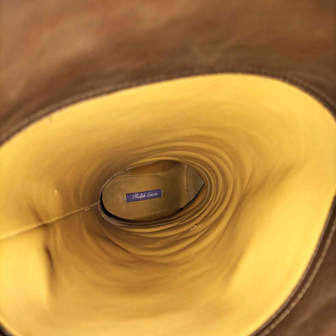 ラルフローレンパープルレーベル RALPH LAUREN PURPLE LABEL イタリア製 RL刻印バックル レザー ヒール ロング ブーツ レディース 36.5