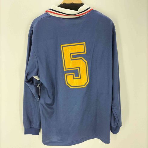 アンブロ UMBRO 90-00S 銀タグ デサント製 センター ロゴ プリント ナンバリング 5 ドリルトップ L/S 襟付き ゲームシャツ メンズ 180-185