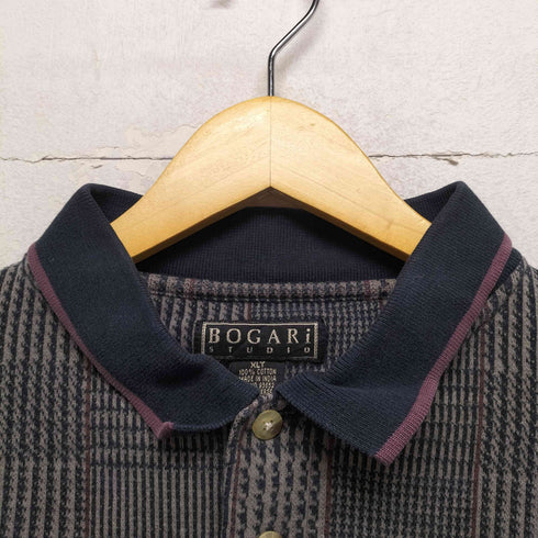 bogari studio グレンチェック L/S ポロシャツ メンズ XLT