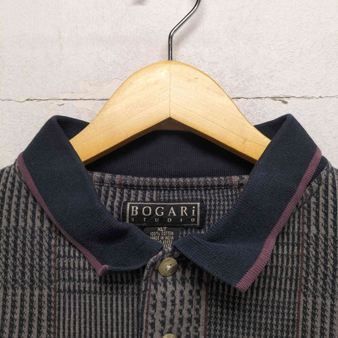 bogari studio グレンチェック L/S ポロシャツ メンズ XLT