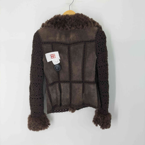 エポカ Epoca ピッグスエード ラビットファー クロシェニット 切替 ジャケット レディース FR:40