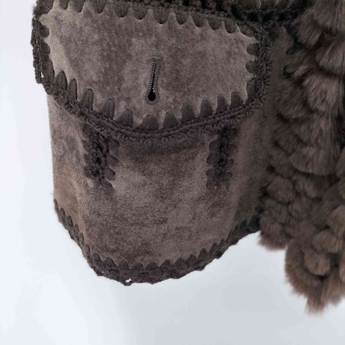 エポカ Epoca ピッグスエード ラビットファー クロシェニット 切替 ジャケット レディース FR:40