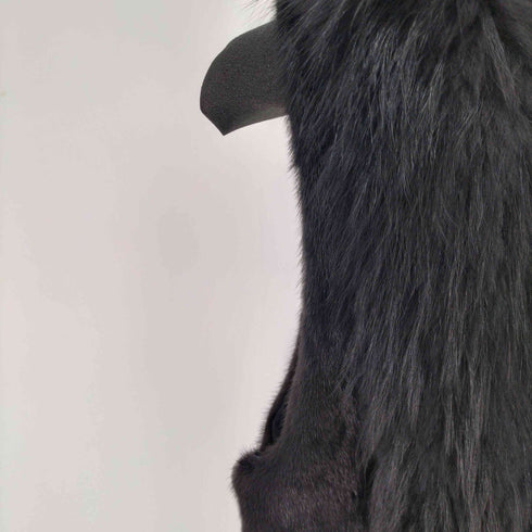 THE IZZAT ミンク×ラクーン×スエード 切替 リアルファー 毛皮 ベスト レディース 88-90-160