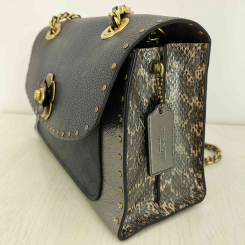 コーチ COACH Parker in signature canvas rivets snakeskin パーカー シグネチャーリベット スネークスキン チェーンショルダーバッグ レディース