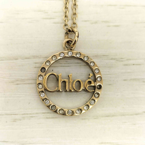 クロエ Chloe ストーン付き ロゴ ネックレス レディース