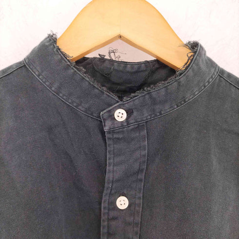 ラルフローレン RALPH LAUREN 90s BLAKE ポニー刺繍 リメイク スタンドカラー カットオフシャツ レディース import:L