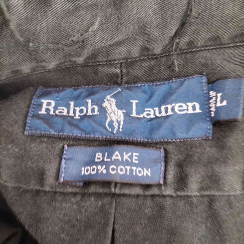 ラルフローレン RALPH LAUREN 90s BLAKE ポニー刺繍 リメイク スタンドカラー カットオフシャツ レディース import:L