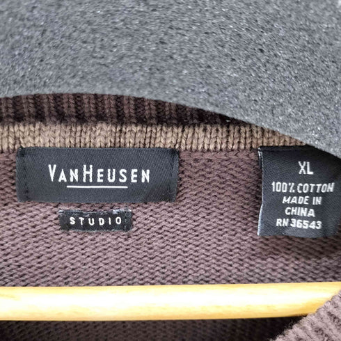ヴァンヒューゼン VAN HEUSEN studio アーガイル クルーネックニット メンズ import:XL