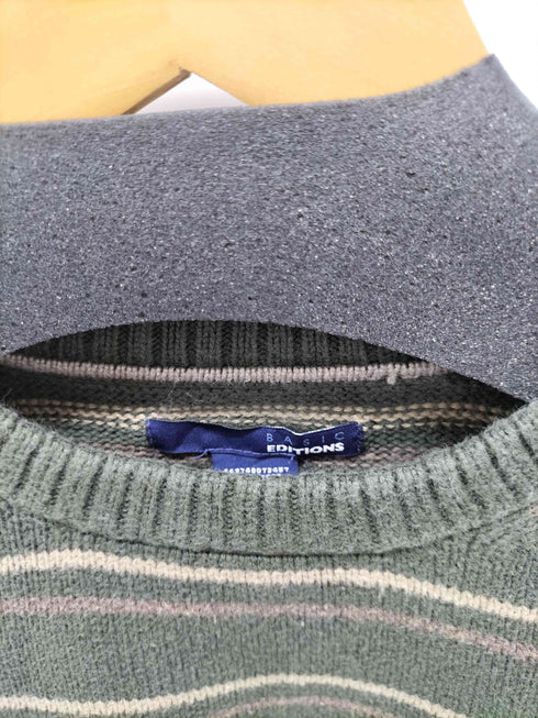 ベーシックエディションズ BASIC EDITIONS ボーダー コットン クルーネックニット メンズ import:XL