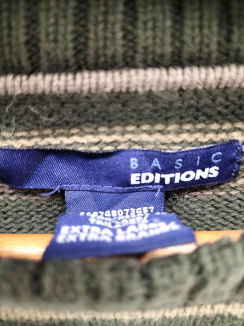 ベーシックエディションズ BASIC EDITIONS ボーダー コットン クルーネックニット メンズ import:XL