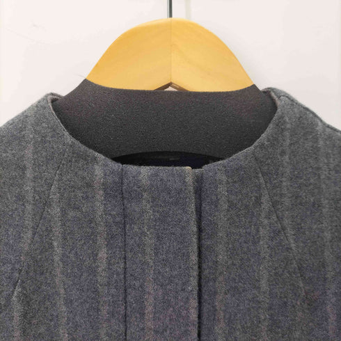 CUTWORK リブ切替 ノーカラー ウールストライプジャケット レディース