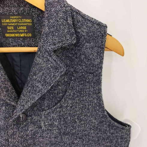 OKONKWO MFG.CO ヘリンボーン柄 ウールメルトン ベスト military メンズ L