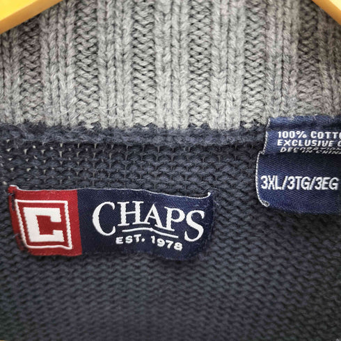 チャップス CHAPS ロゴ刺繍 ハーフジップ コットンニット メンズ 3XL