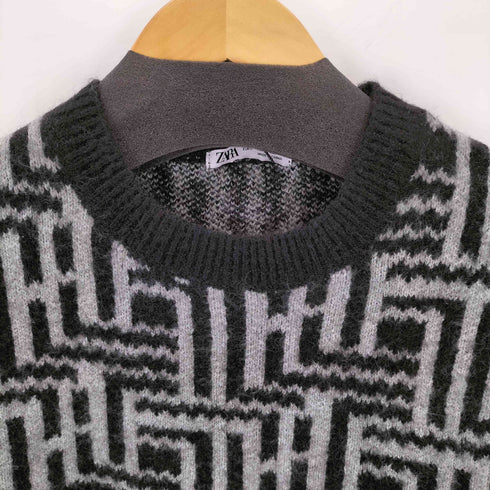 ザラ ZARA 幾何学模様オーバーサイズニット メンズ import:L
