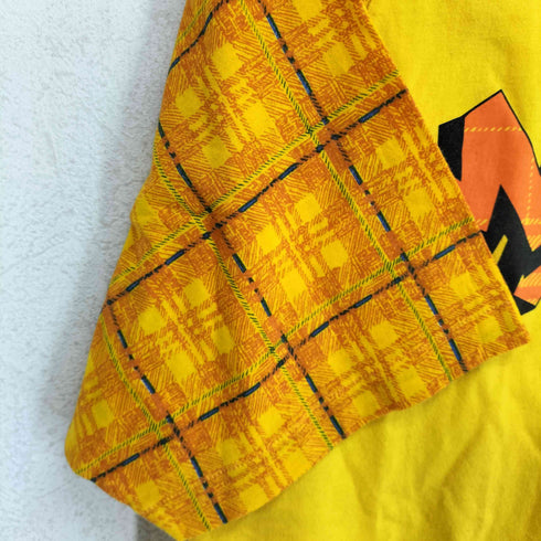 ミチココシノ michiko koshino 90s- 裾シングル 袖切替フロントプリントクルーネックTシャツ メンズ