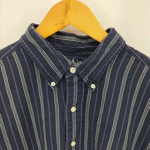 ラルフローレン RALPH LAUREN 90-00s ポニー刺繍 ボタンダウン ストライプ ロングスリーブ シアサッカーシャツ メンズ import:XL