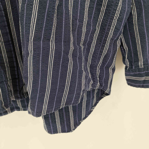 ラルフローレン RALPH LAUREN 90-00s ポニー刺繍 ボタンダウン ストライプ ロングスリーブ シアサッカーシャツ メンズ import:XL