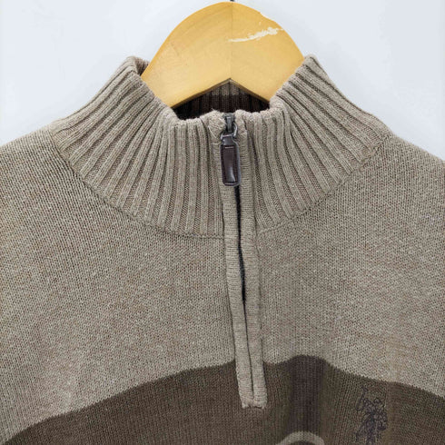 ユーエスポロアッスン U.S.POLO ASSN ボーダー ハーフジップニット メンズ import:XL