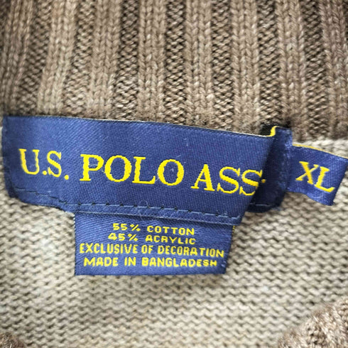 ユーエスポロアッスン U.S.POLO ASSN ボーダー ハーフジップニット メンズ import:XL