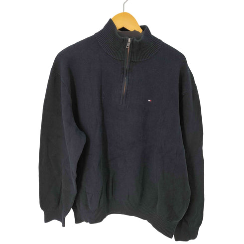 トミーヒルフィガー TOMMY HILFIGER ロゴ刺繍 ハーフジップニット メンズ import:XXL