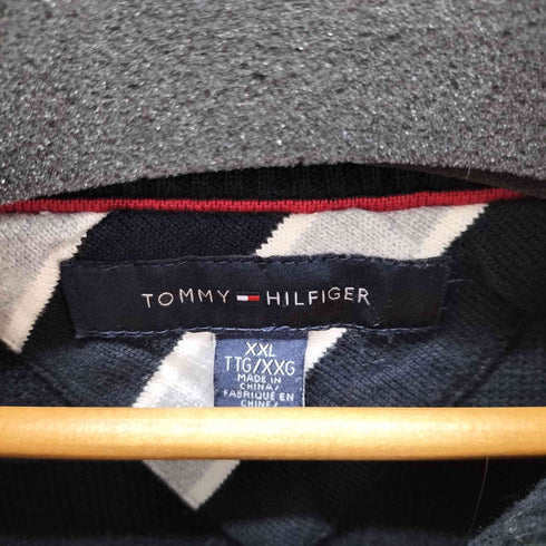 トミーヒルフィガー TOMMY HILFIGER ロゴ刺繍 ハーフジップニット メンズ import:XXL