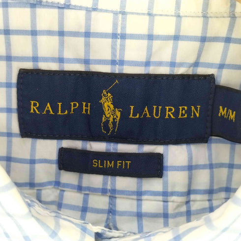 ラルフローレン RALPH LAUREN SLIM FIT スモールポニー刺繍 ウィンドウペン BDシャツ メンズ import:M