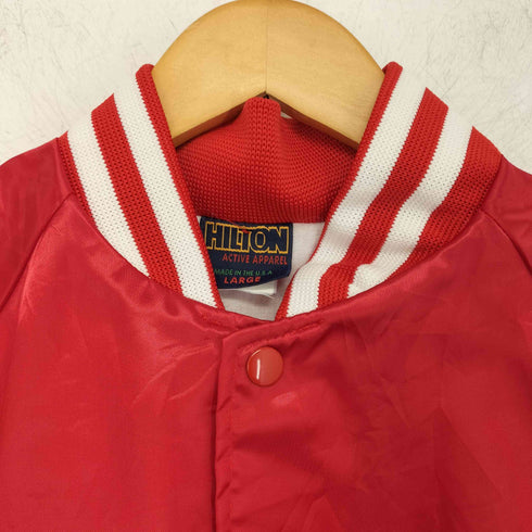 ヒルトン HILTON 80s USA製 バックプリント スナップボタン ナイロンスタジャン ブルゾン メンズ import:L