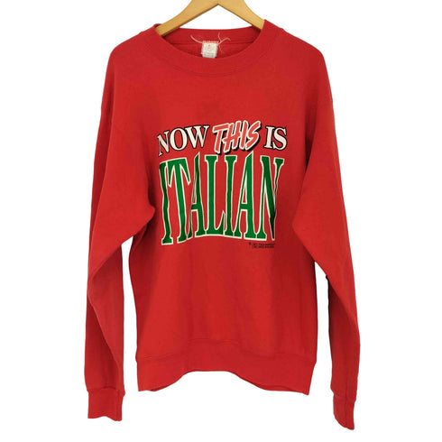 90s NOW THIS IS ITALIAN プリント クルーネック L/S スウェット メンズ