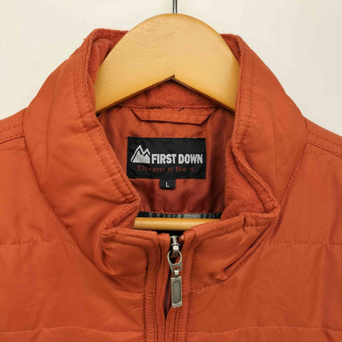 ファーストダウン FIRST DOWN 裏地 チェック フリース ジップアップ パテッド ジャケット メンズ import:L