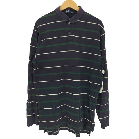 ポロバイラルフローレン Polo by RALPH LAUREN 90S ポニー刺繍 ボーダー L/S ポロシャツ 鹿の子 メンズ