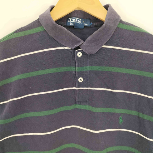 ポロバイラルフローレン Polo by RALPH LAUREN 90S ポニー刺繍 ボーダー L/S ポロシャツ 鹿の子 メンズ