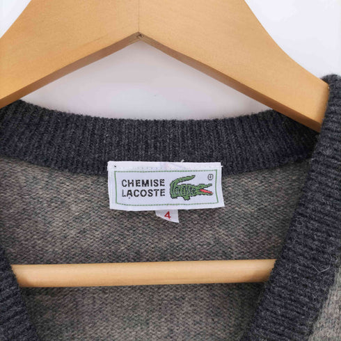 シュミーズラコステ CHEMISE LACOSTE 70S ワンポイントワッペン アーガイル柄 プルオーバー Vネック ニット セーター メンズ 4