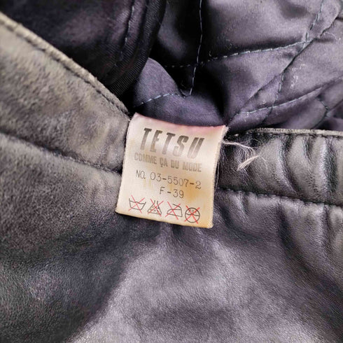 コムサデモード COMME CA DU MODE TETSU 90S ジップアップ ラムレザー ジャケット 裏地キルト メンズ