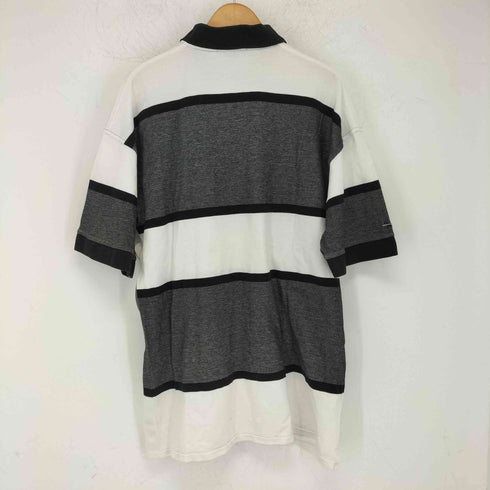 ANTIGUA 90s 企業ロゴ ワンポイント刺繍 ボーダー S/S ポロシャツ メンズ import:XL
