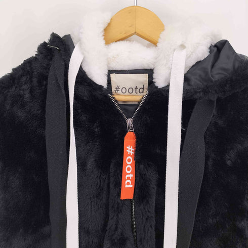 #OOTD 袖ロゴ ダブルフーディー ファージャケット レディース FREE
