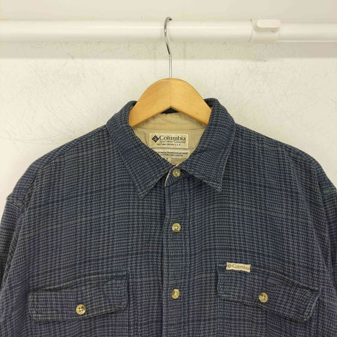 コロンビア Columbia グレンチェック 両胸フラップ レギュラーカラーネルシャツ メンズ import:L