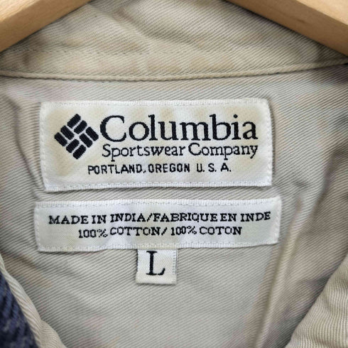 コロンビア Columbia グレンチェック 両胸フラップ レギュラーカラーネルシャツ メンズ import:L