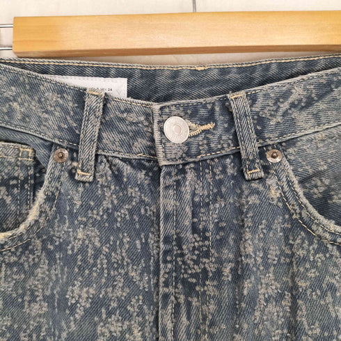 ザラ ZARA HIGH-RISE WIDE-LEG ダメージ加工 ジップフライデニムパンツ メンズ 34