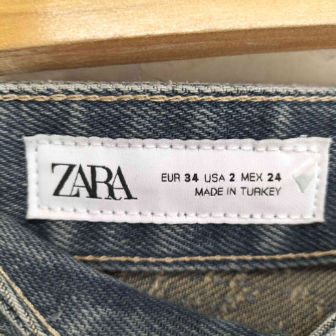 ザラ ZARA HIGH-RISE WIDE-LEG ダメージ加工 ジップフライデニムパンツ メンズ 34