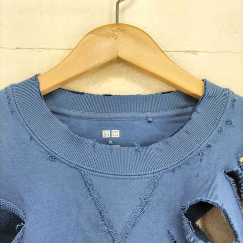 ユニクロ UNIQLO ダメージ加工クルーネックトレーナー メンズ XL