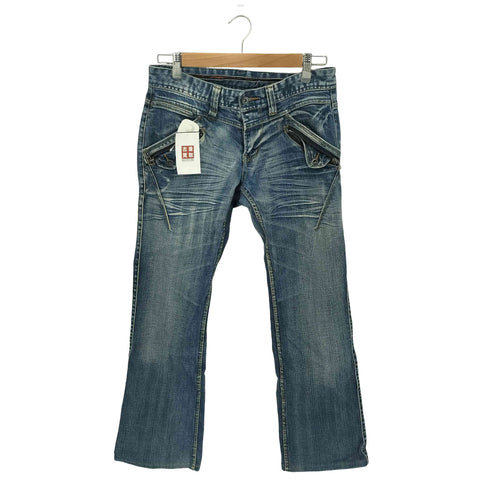 ニコルクラブフォーメン NICOLE CLUB FOR MEN 90-00s マルチポケット セミフレア ウォッシュドデニムパンツ Y2K VKEI JAPANESE LABEL メンズ 44