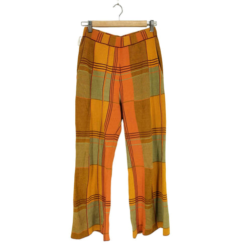 ポールスミス Paul Smith チェック柄リネン混フレアパンツ レディース M